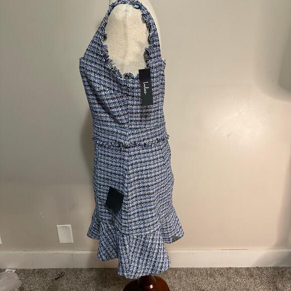 LULUS Women's Adorably Luxurious Tweed Raw Edge Sleeveless Mini Dress Size M - Picture 5 of 16